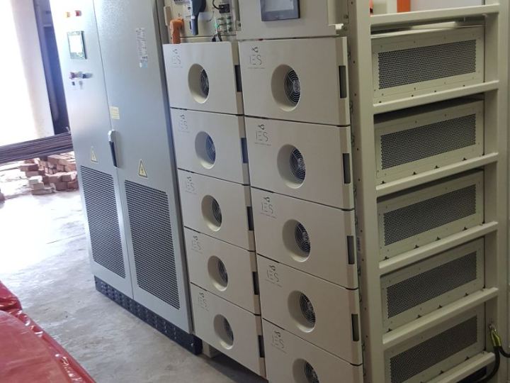 ATESS inverter and IES battery cabinets in a plant room